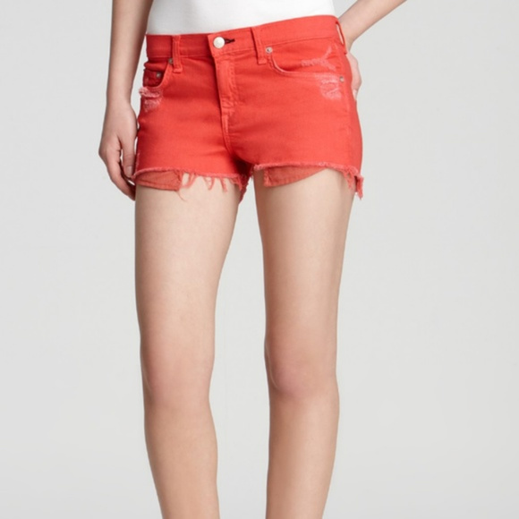 red destroyed shorts